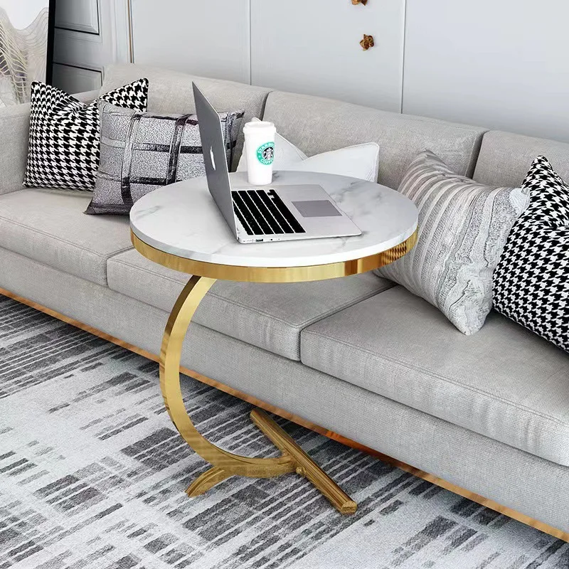 

Marble Coffee Table Living Room Simple Side Table Sofa Side Cabinet Creative Corner Table Balcony Mini Small round Table