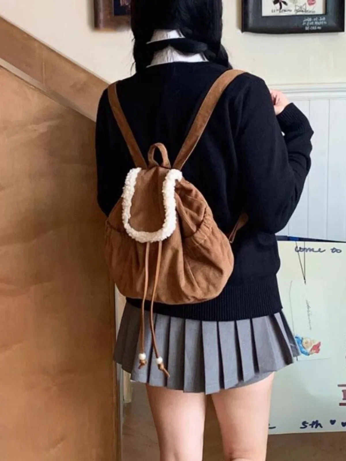 Miyagawa корейский рюкзак из овечьей шерсти для женщин повседневная универсальная