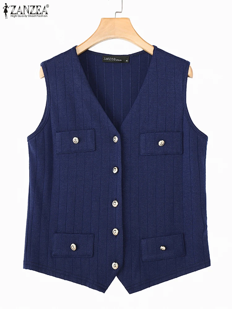 ZANZEA новый шикарный женский жилет на пуговицах элегантный французский с