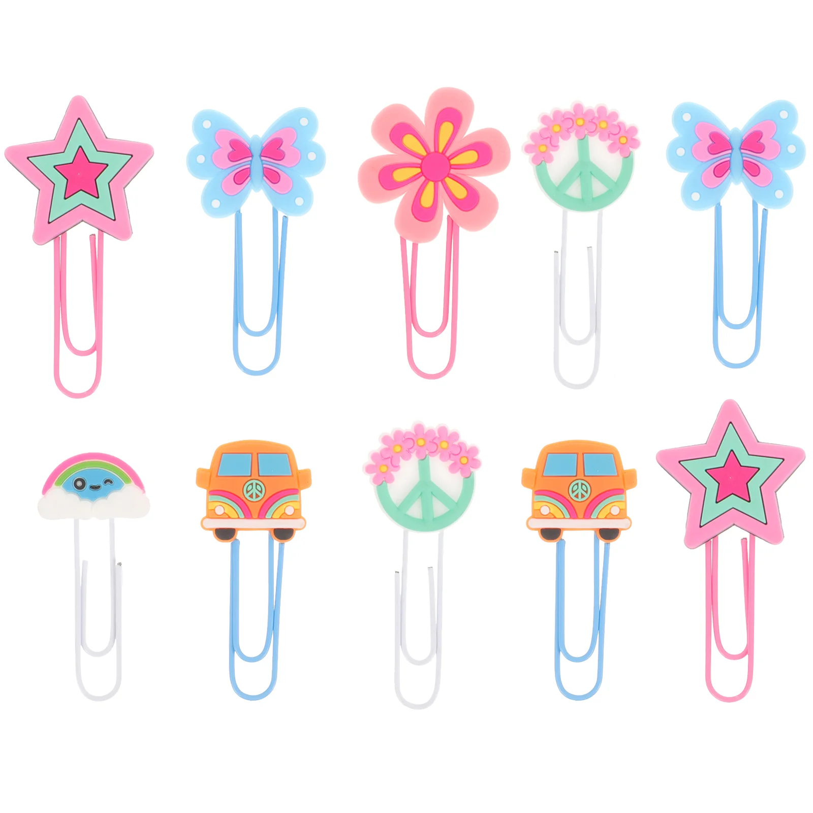 

10 Pcs Hippie Decor Cartoon Bookmark Small Paper Clips 6.5x3.5cm Lovely File Exquisite Silica Gel Document Ornaments Child