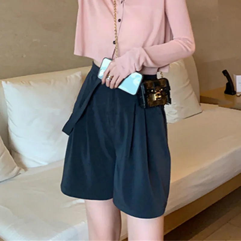 Summer Fashion High Waist All-match Short Trousers for Women BF Style Loose Straight Shorts Womens Oversize Basic Streetwear New