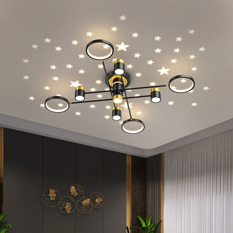 

Chandeliers Nordic Luxury Modern Minimalist Atmosphere Starry Sky For Bedroom Dining Room Kithen Fixtures Dimmable Lights