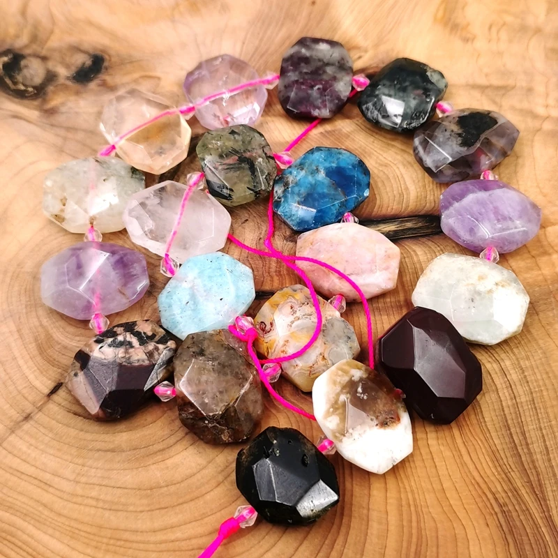 

Multi Color Irregular Natural Stone Loose Beads Strand Faceted Cut Rose Quartz Amethyst Healing Crystal Making Bracelet Necklace