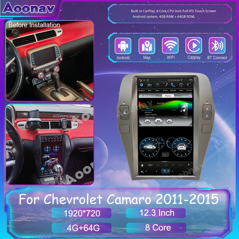 Radio con GPS para coche, reproductor Multimedia con Android, Unidad Principal estéreo, Carplay, Nueva Versión, para Chevrolet Camaro 2011-2015