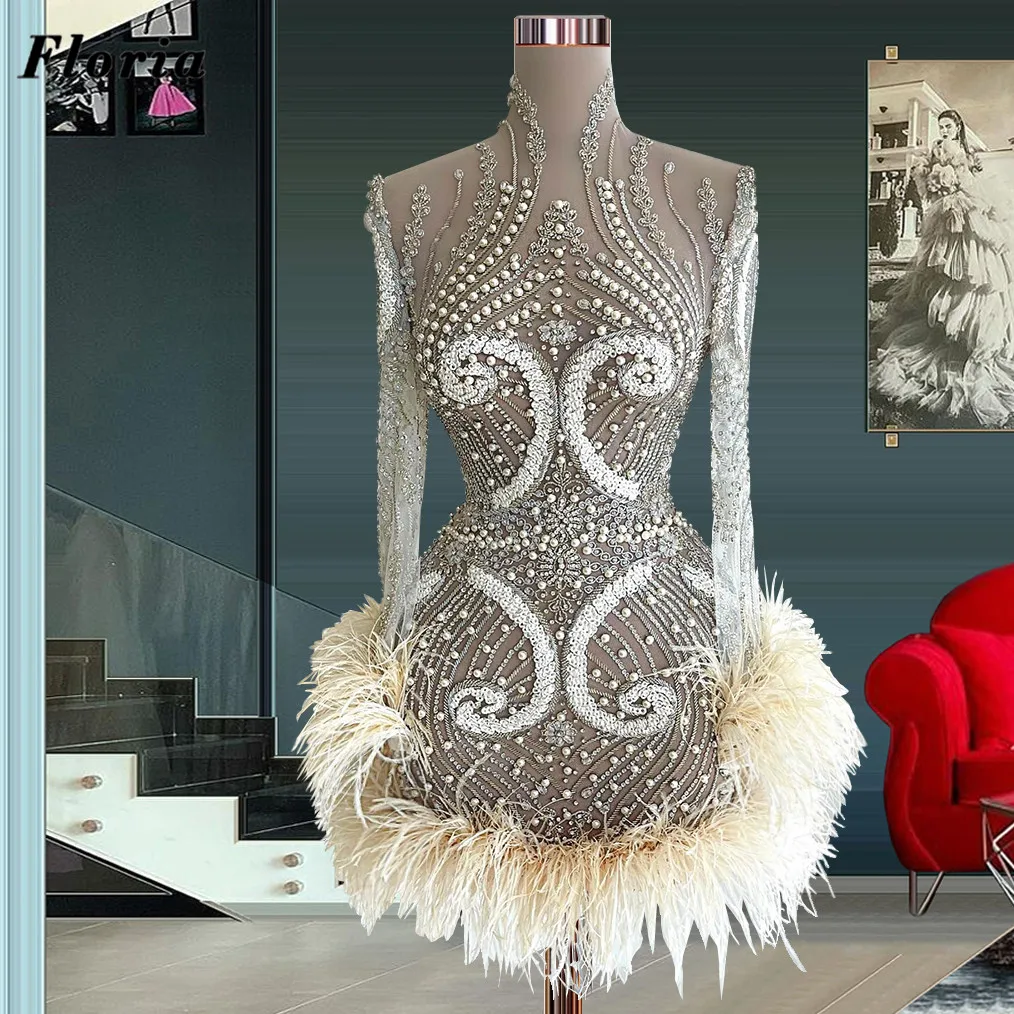 

Haute Couture Mini Cocktail Dresses With Beaded Crystals Women Prom Party Dress Girls Homecoming Dresses Vestidos Evening Wear