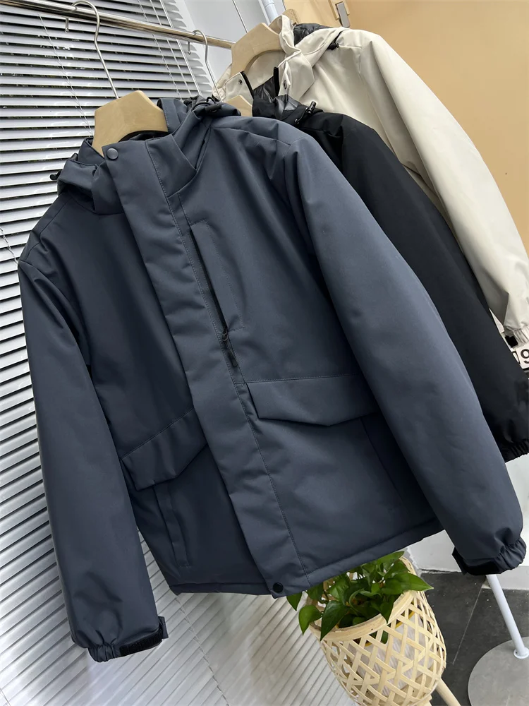 Бесшовная куртка из сжатого хлопка с капюшоном на хлопковой подкладке