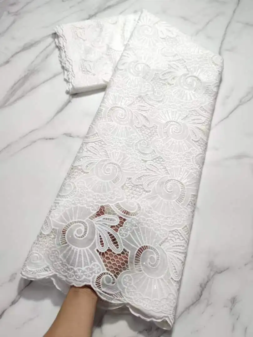 Африканская хлопчатобумажная кружевная ткань модная нигерийская швейцарская 2022