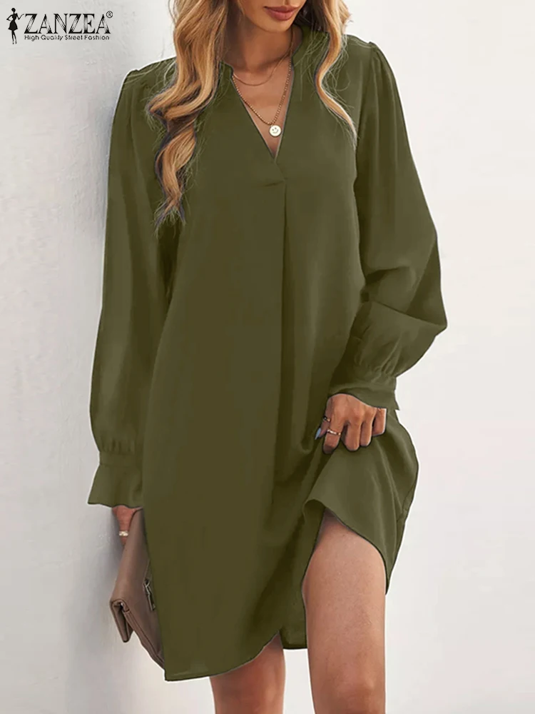 

Платье ZANZEA женское с пышными рукавами и V-образным вырезом