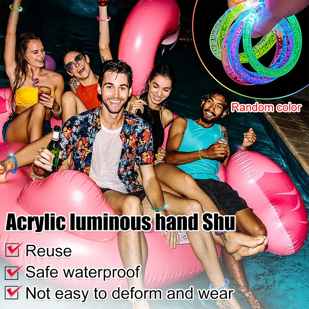 

10pcs Acrylic Glitter Bracelet Random Color Luminous Bracelet For Women Girl Hair Bands Wedding Party Night Glow Wristband Gifts