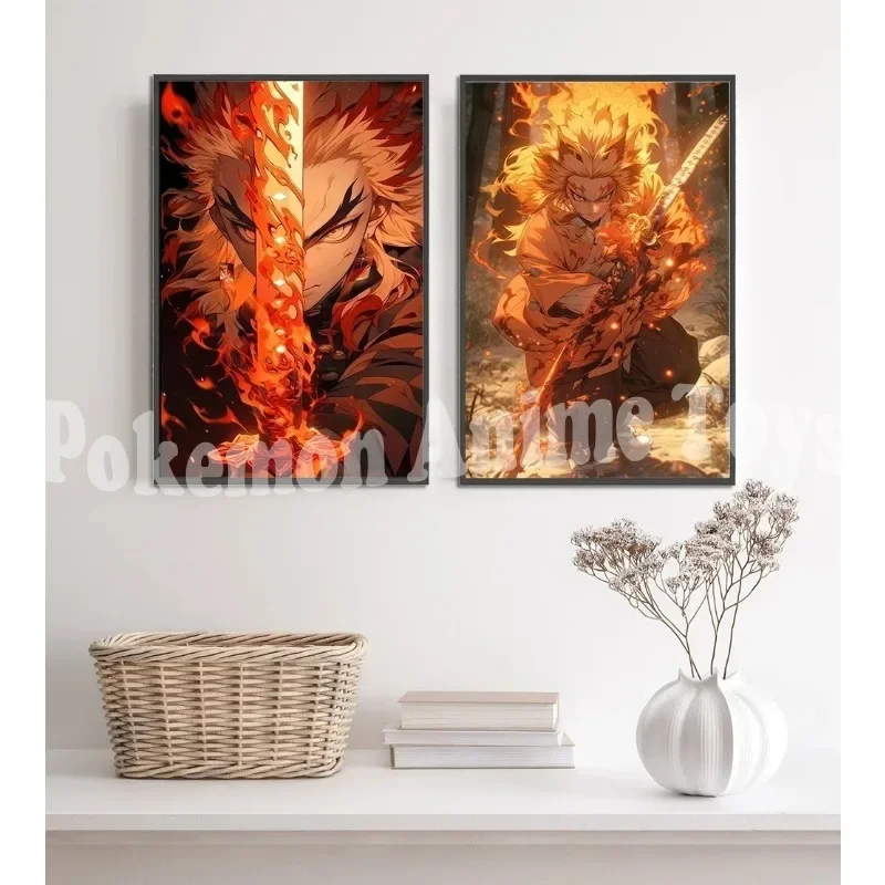 Фото Demon Slayer Self-adhesive Anime Poster Hashira Nezuko Agatsuma Zenitsu Inosuke Wall Painting Home Decor Wall Art Room Kid Gift №2