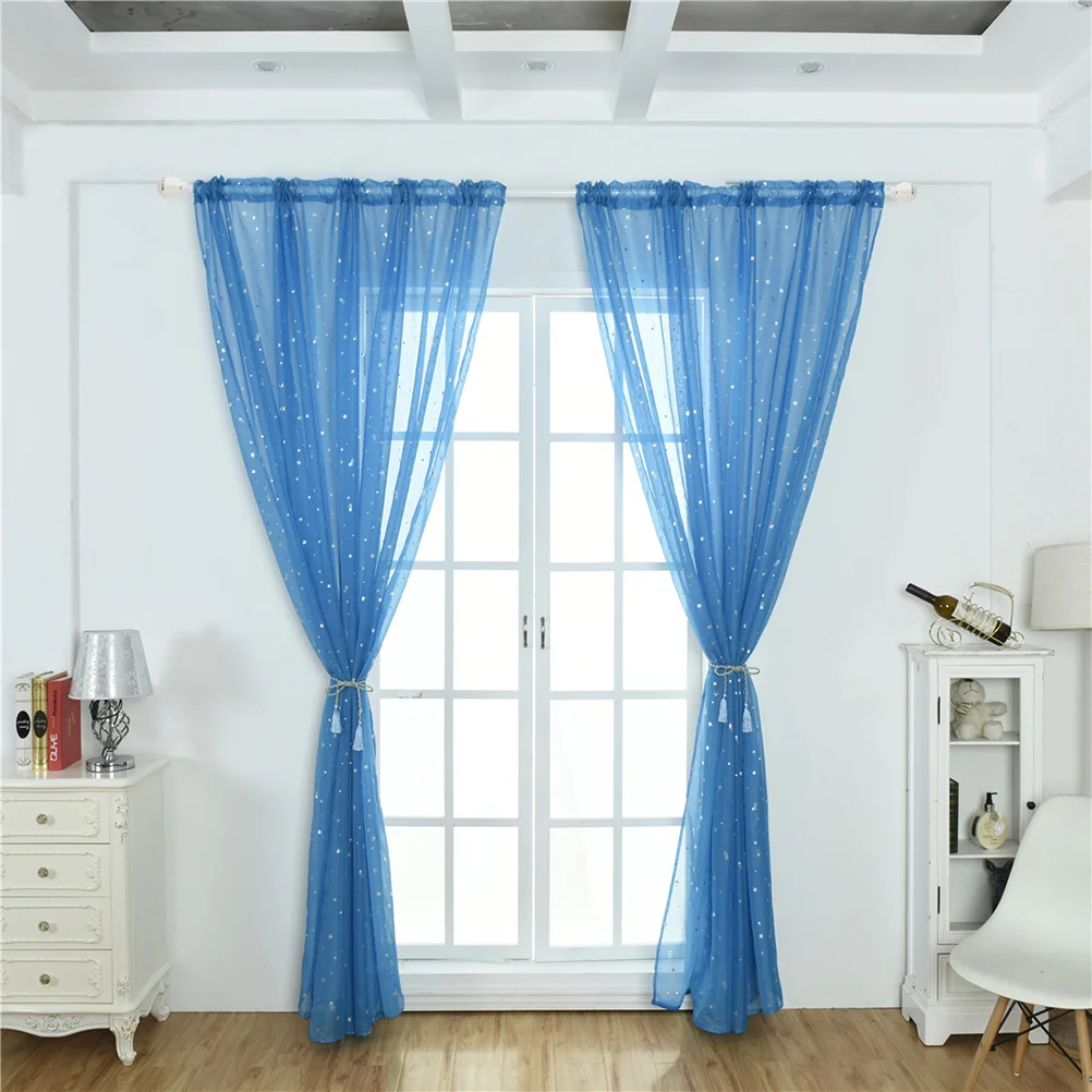 

Curtains Window Sheer Curtain Voile Star Tulle Panels Bedroom Drapes Room Screening Semi White Inches Screen Grommet Linen Girls