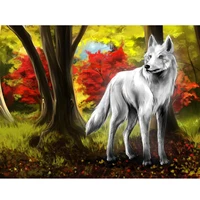 5d diamond painting full drillwhite wolf in the woods by number kits diy diamond set arts craft decorations 00401