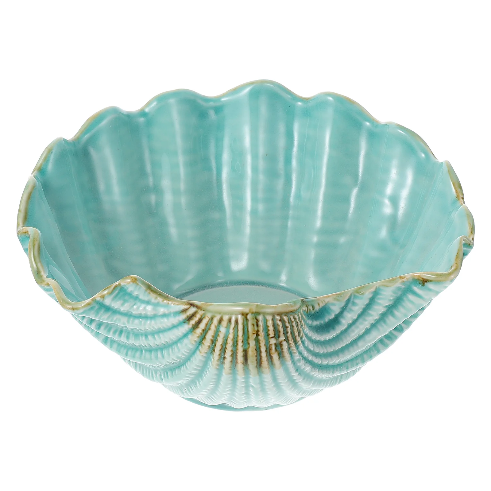

1pc Delicate Ceramic Craft Flowerpot Unique Shell Shaped Flowerpot Scene Decor