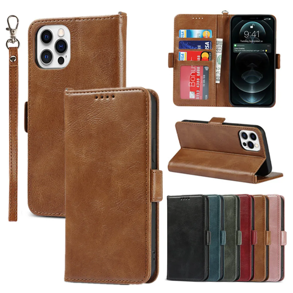 

Luxury Wallet Case for iPhone 13 12 11 Mini Pro X XS Max 6 6S 7 8 PLUS XR SE 2020 Flip Phone Bags Leather Stand Cover