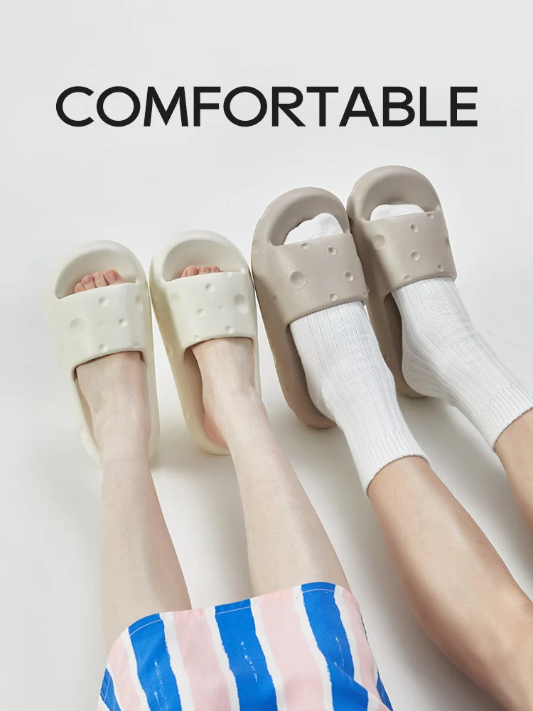 UTUNE Cheese Sippers Women Platform Shoes EVA Soft Indoor Slides For Women Anti-slip Summer Sandals Women Bathroom Shoes Shower