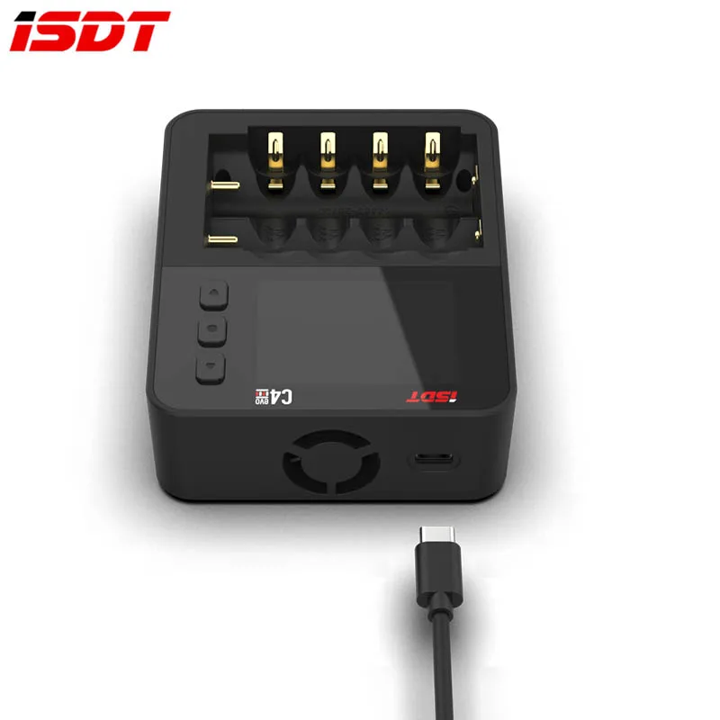 Фото Зарядное устройство ISDT C4 EVO Smart с выходом Type-C QC3.0 для литий-ионных батарей AA и AAA, с IPS-дисплеем и функцией защиты от возгорания. №4