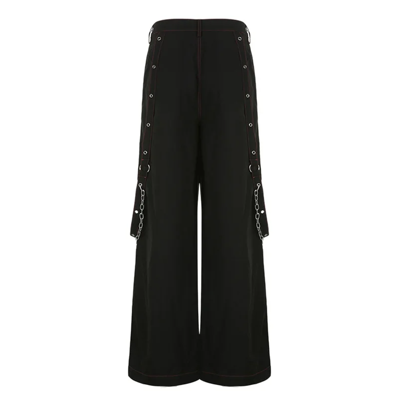 Брюки-карго женские в готическом стиле с высокой талией и карманами