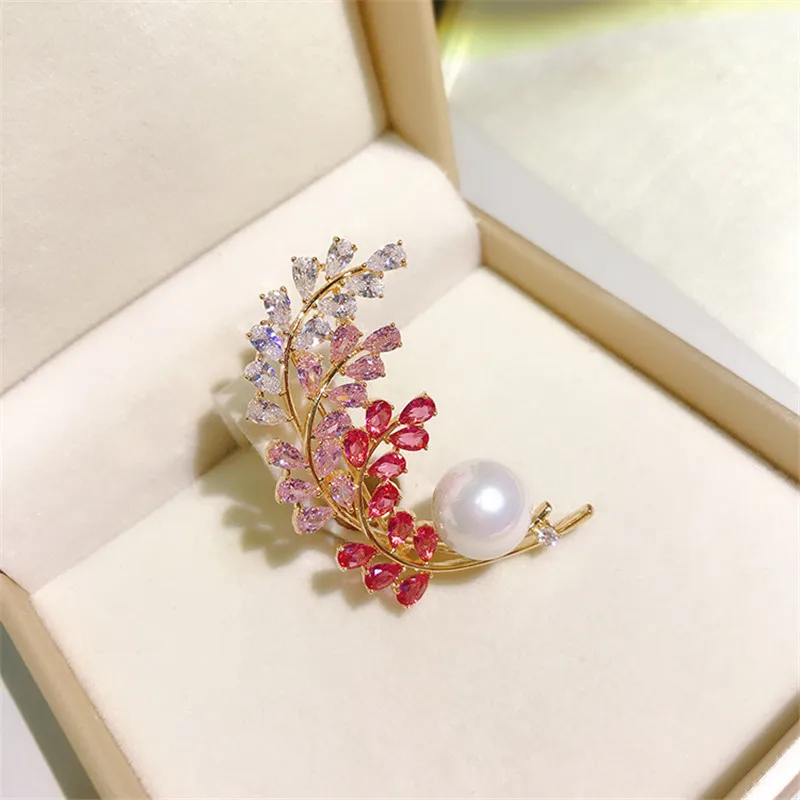 

Olive Branch Brooches Pins for Women Shining Cubic Zirconia Corsage Bouttoniere Accesories Fashion Wedding Brooch Pin