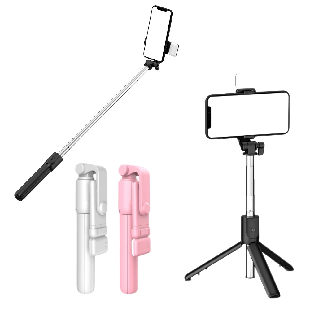 

Portable Selfie Stick Mini Extendable Tripod with Fill Light Wireless Remote Shutter for IOS Android Rotation Phone Stand Holder