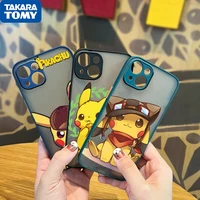 cute cartoon love pikachu for apple iphone 13 12 11 pro max mini xs max x xr 6 7 8 plus frosted translucent phone case fundas
