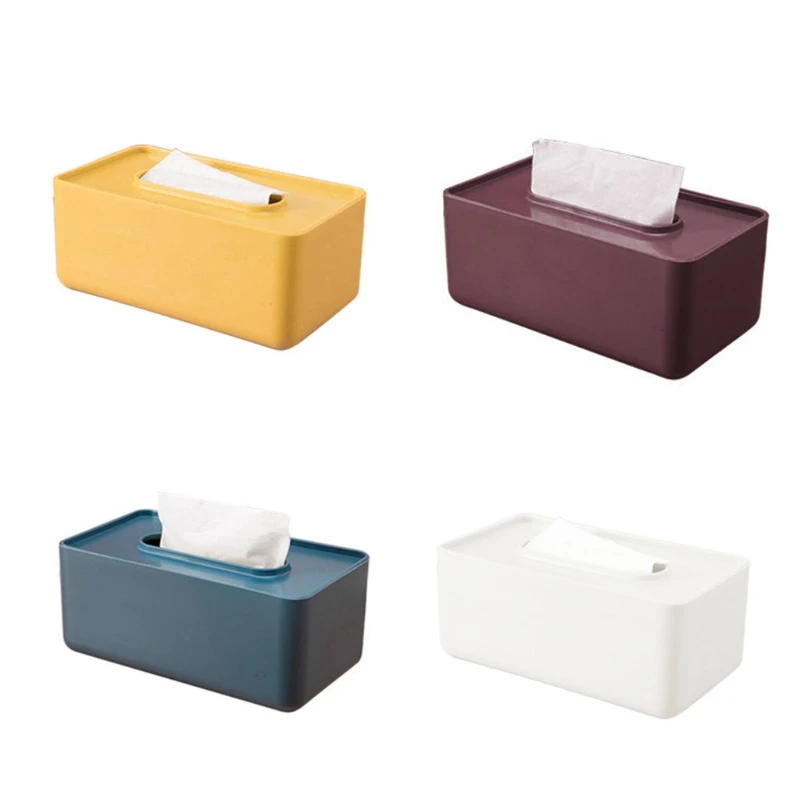 

Minimalist Nordic Plastic Tissue Box Cover Simple Solid Color Rectangular Napkin Holder Facial Paper Case Dispenser organizer