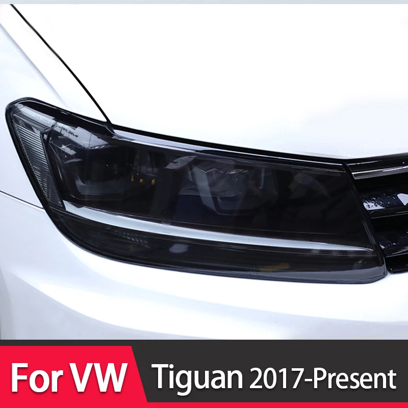 

For Volkswagen VW Tiguan 5N MK2 2017-Present Accessories Car Headlight Protective Film Headlamp Transparent Black TPU Sticker