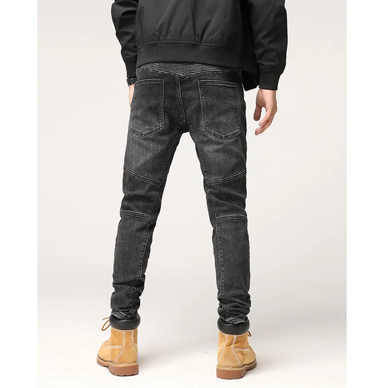 Streetwear Men 2022 Fashion  New Pattern Recreational Black Pants Elastic Force Self-cultivation Comfortable Jeans Autumn Female