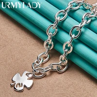 urmylady 925 sterling silver clover charm pendant 18 inch chain necklace for women wedding party fashion jewelry
