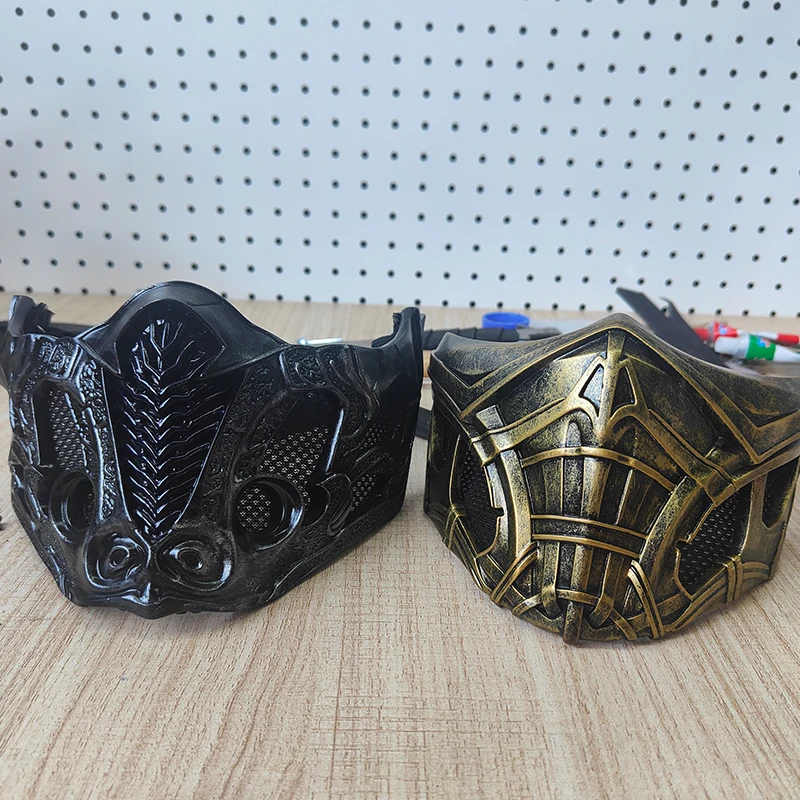 Фото Полумаска Mortal Kombat Scorpion Sub-Zero, прочная регулируемая маска для косплея на Хэллоуин, удобство и реквизит для фигурок №1