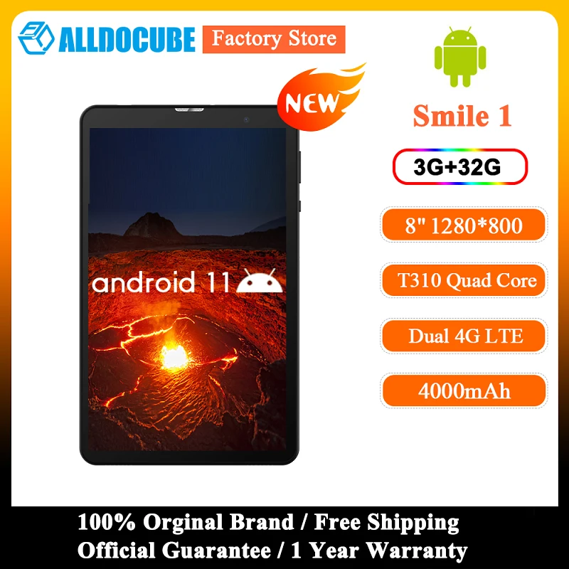 【Newest】Alldocube Smile 1 Tablet PC 8 inch Android 11 3GB RAM 32GB ROM 4000mAh Battery Wi-Fi & 4G Phone Call LTE Kids Tablet PC
