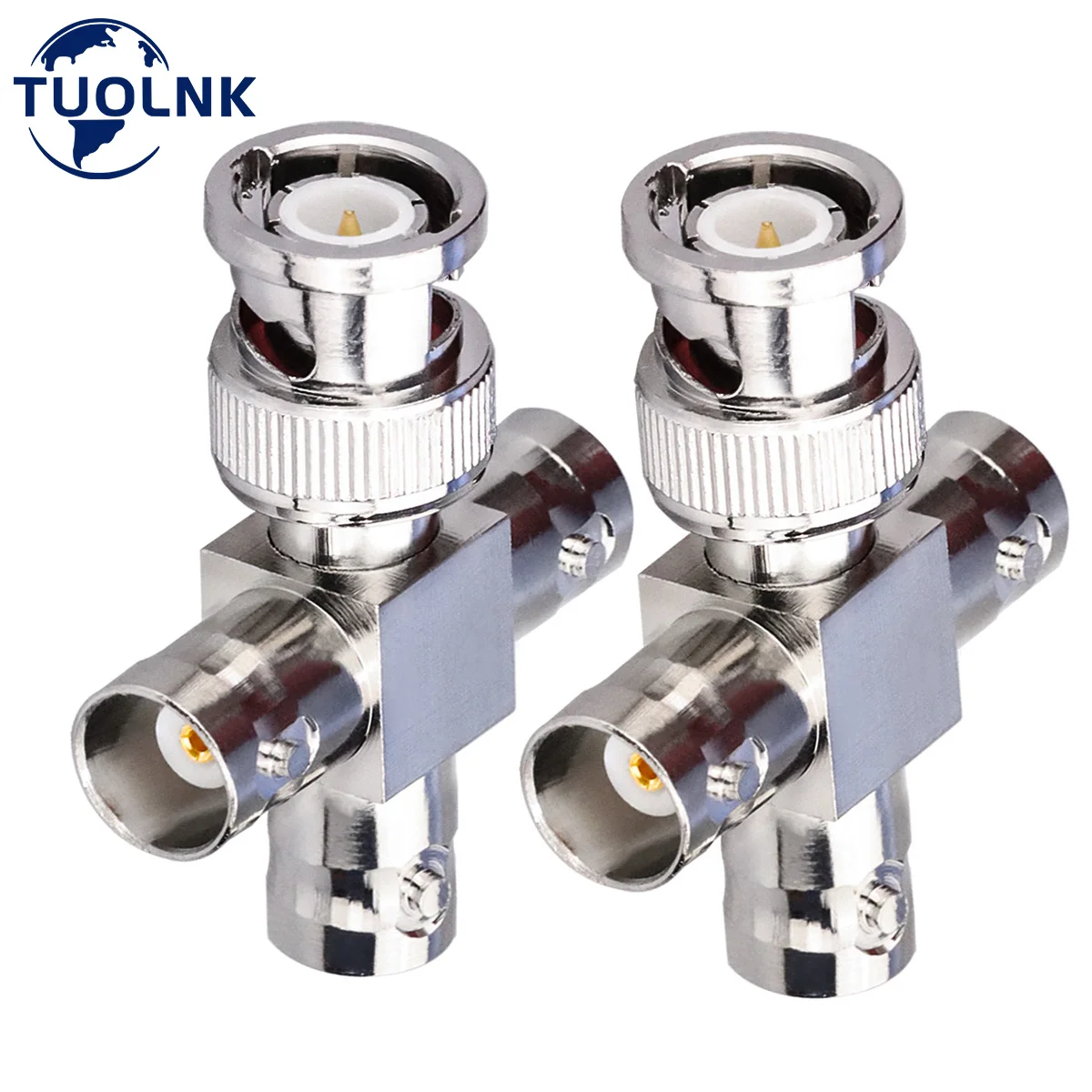 

2pcs/Lot BNC Male to 3 Female Jack T Type RF Coaxial Connector 4 Way Splitter Coax Adapter BNC Tee Connectors T-Shaped