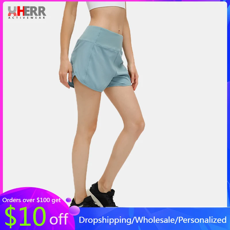 

X-HERR Loose Fit Split Hem Workout Short for Women Hidden Pocket Yoga Trainning Tights Summer Quick Dry Running Exercise Shorts