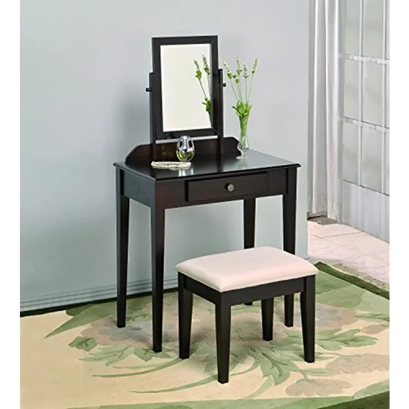 

Crown Mark Iris Vanity Table & Stool Set in Espresso finish, transitional for any room