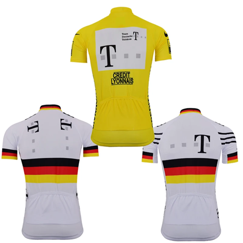 

Men's Germany Pink Shirt Cycling Jerseys Bike Kit Yellow Short Sleeve Sets Bicycle Clothing Bib Pants Ride Wear Customizable