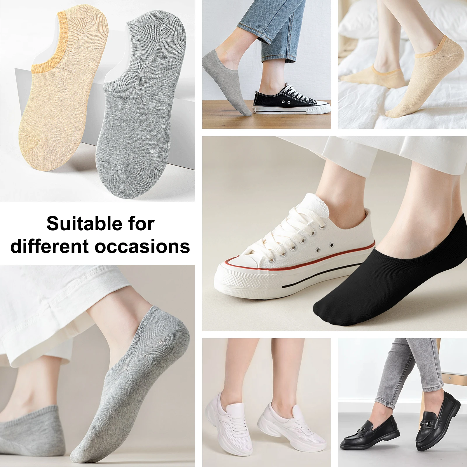 6 pair Women's boat socks Silicone Non-slip Socks Lady Summer Solid Color Ankle Boat Socks Female Soft Cotton Sock Breathable