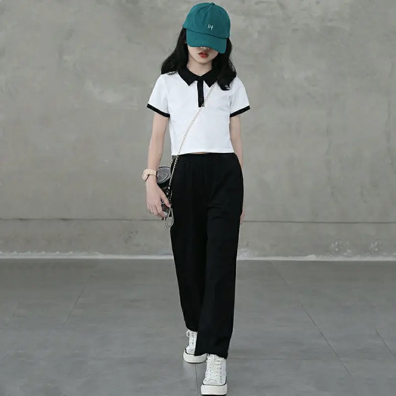 

2 шт./комплект, футболка с коротким рукавом и штаны для девочек