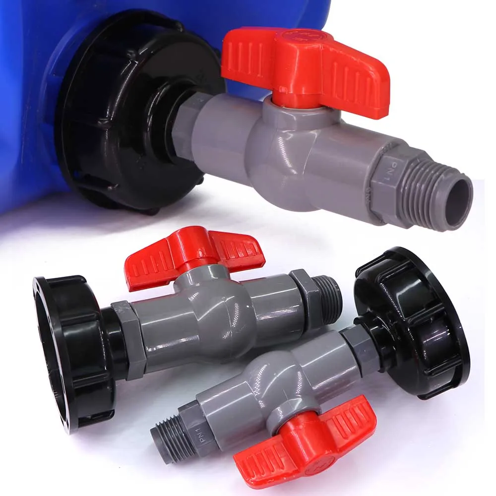 Адаптер шарового клапана из ПВХ 1/2 дюйма 3/4 1 дюйм бак IBC с грубой резьбой S60x6 1000 л