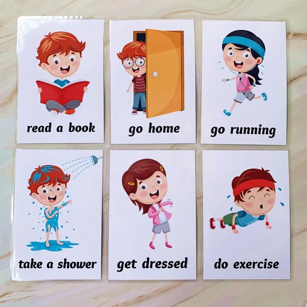 

34pcs/set English Word Learning Flash Cards Card Game Daily Training Toy Early Children Learning Memory Life Beh N1d9