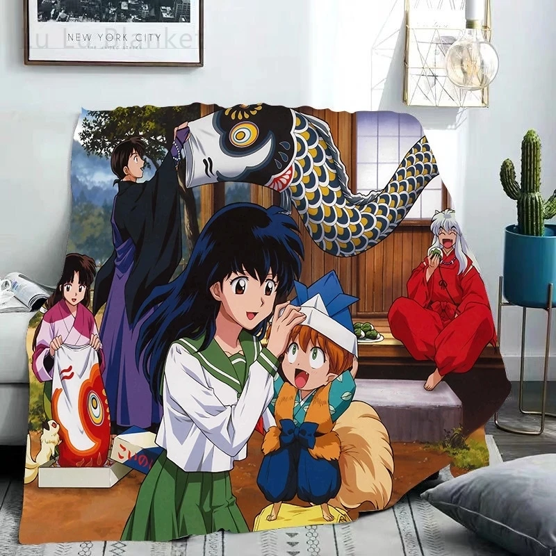 

Anime Flannel Blanket InuYasha Print Quilts for Girl Boys Teens Gift 3D Kids Adults Blanket Home Decor Fashion Party Quilt