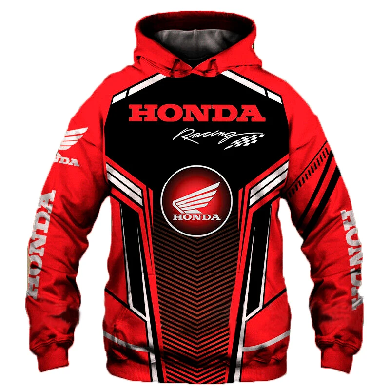 

Moda outono moletom com capuz masculino honda logotipo da motocicleta 3d impressão zíper com capuz unisex harajuku casual hip ho