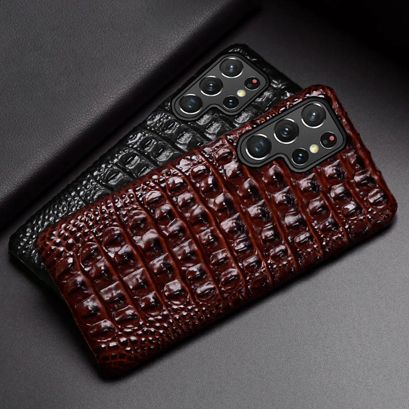 Leather Phone Case For Samsung S21 S20 S22 S23 Ultra S21FE S10e S9 S8 Plus Note 20ultra 8 9 10 lite Crocodile Back Texture