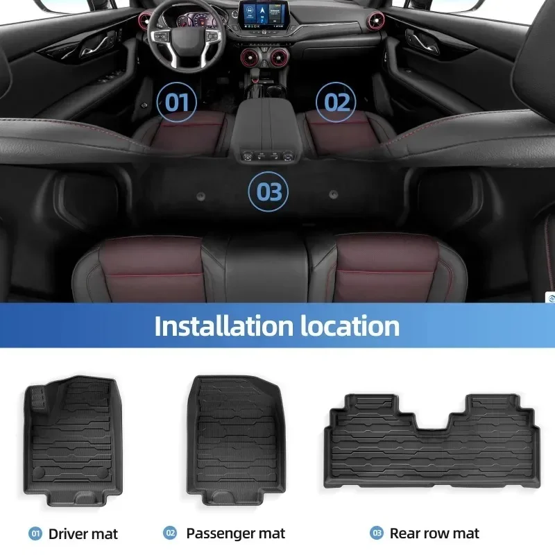 Фото Коврик для ног для Chevrolet Blazer EV 2024 2025, аксессуары, автомобильный багажник из ТПЭ, задняя накладка на багажник, всепогодная №2