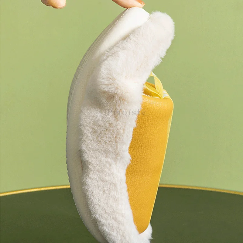 Classic House Slippers for Women's Warm Thick Plush Slippers Non-slip Flat Shoes Female Bedroom Slippers Family Couples Slides