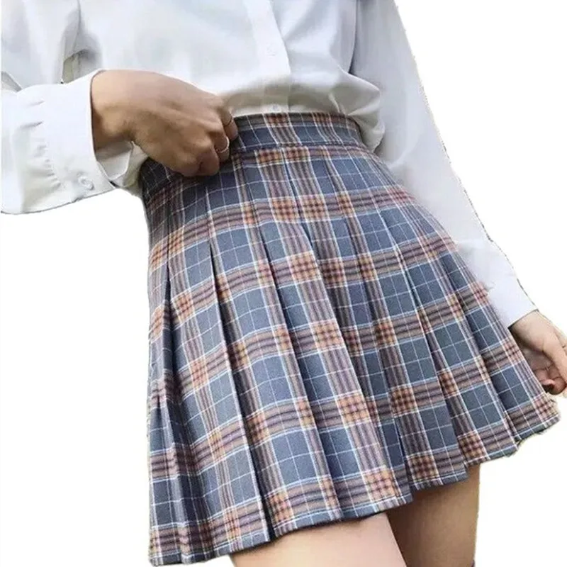 XS-XXL Spring Summer Autumn Women Skirts Student Girl Striped Pleated Waist Female Sweet Mini Dance Plaid Black White Pink Skirt