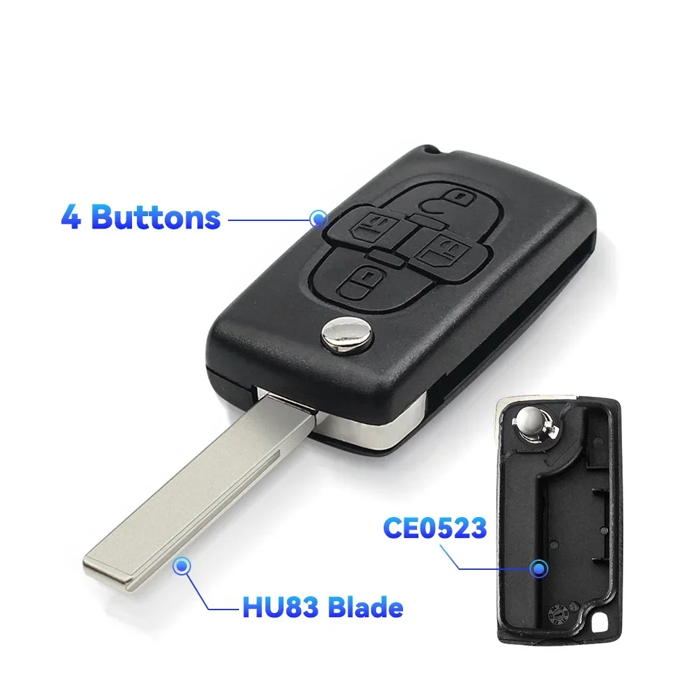 

KEYYOU 4-кнопочный дистанционный откидной чехол для автомобильного ключа, брелок для Peugeot 1007 для Citroen C8 VA2 HU82 Blade CE0523 CE0536