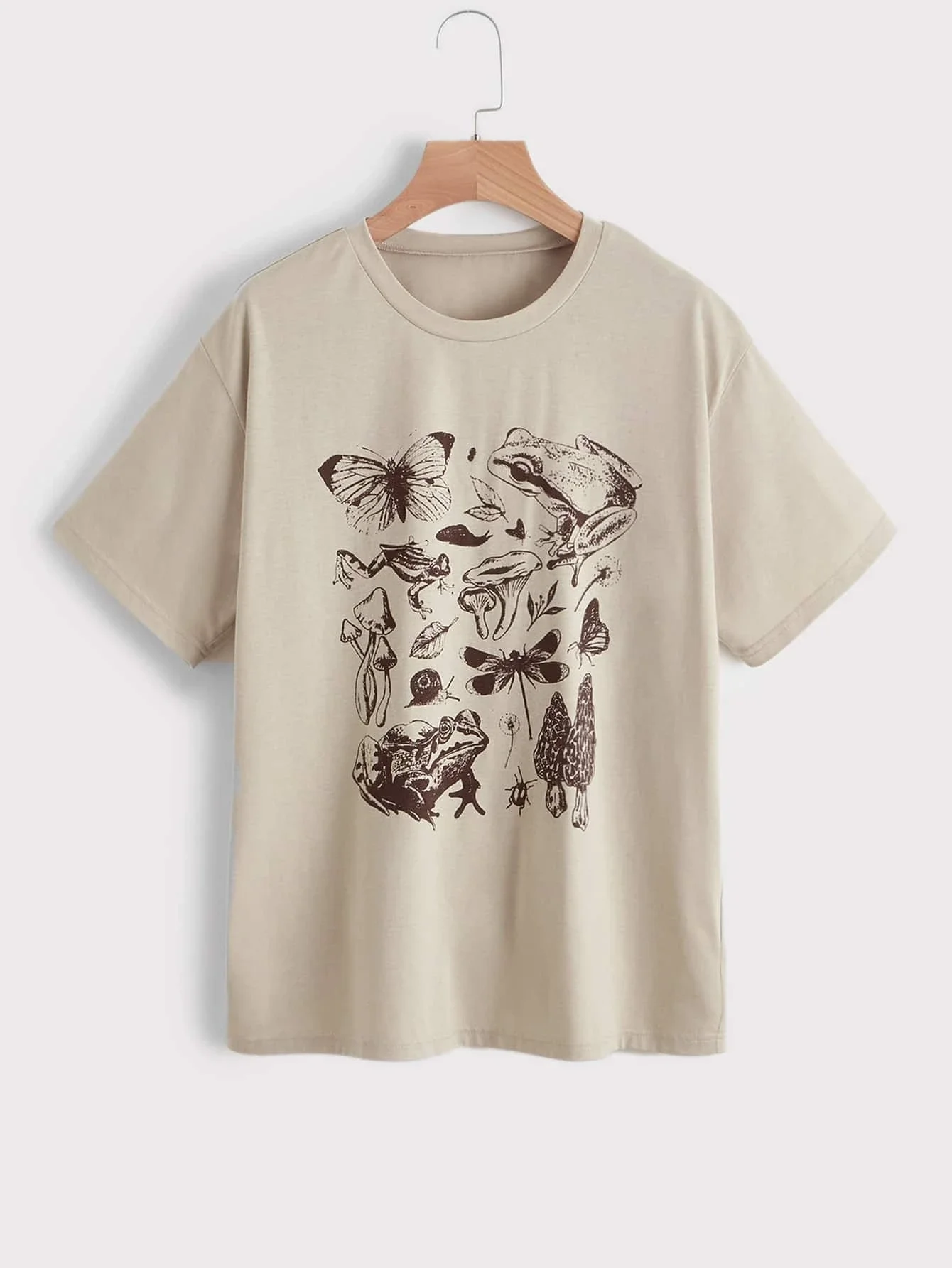 

Mushroom And Butterfly Print Short Sleeve Tee