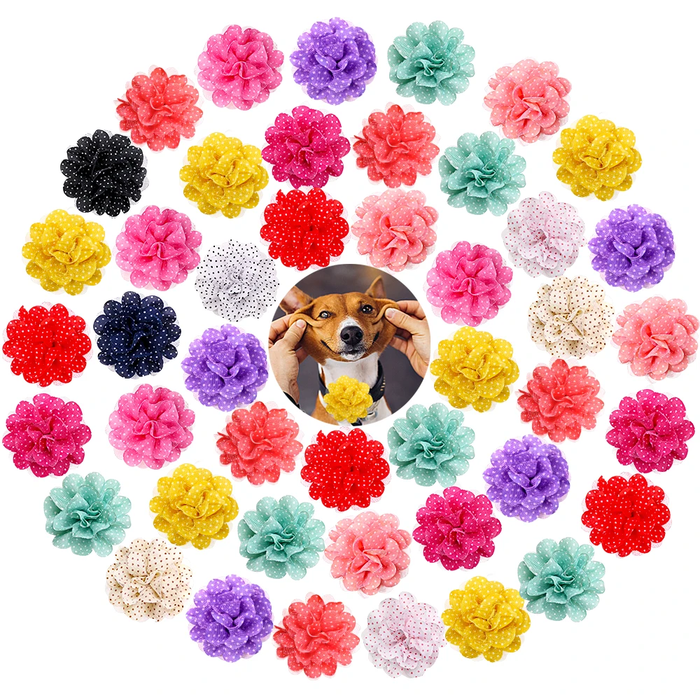 

Daily Lace Dog Hair Bows Slidable Dog Collar Hair Clips For Cat Dotted Bowties Grooming Colorful Dog Supplier Pet Bowknot