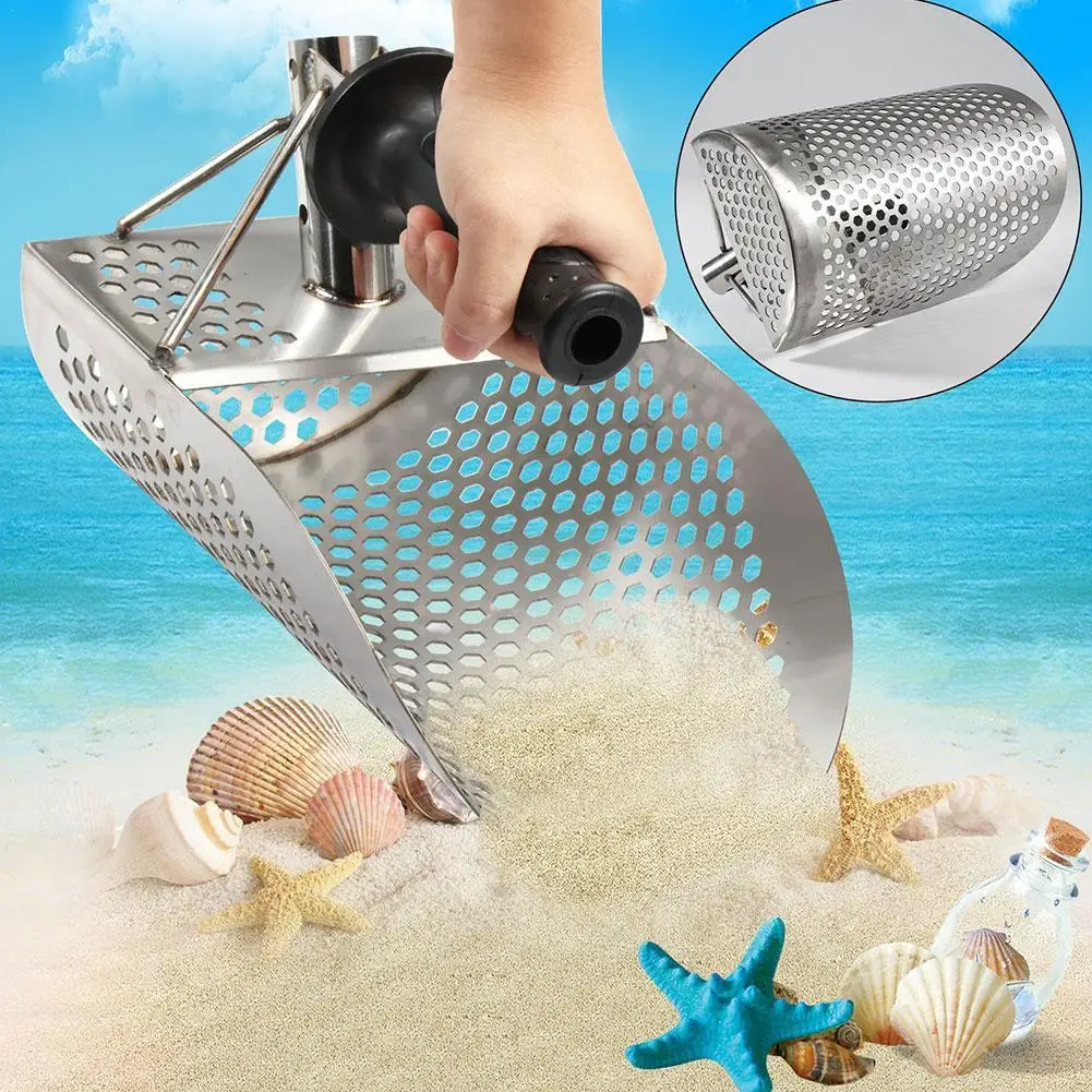 

Stainless Beach Sand Scoop Metal Detecting with Handle Tool Fast Sifting Metal Detector Underwater Hunting Treasure Shovel Tool