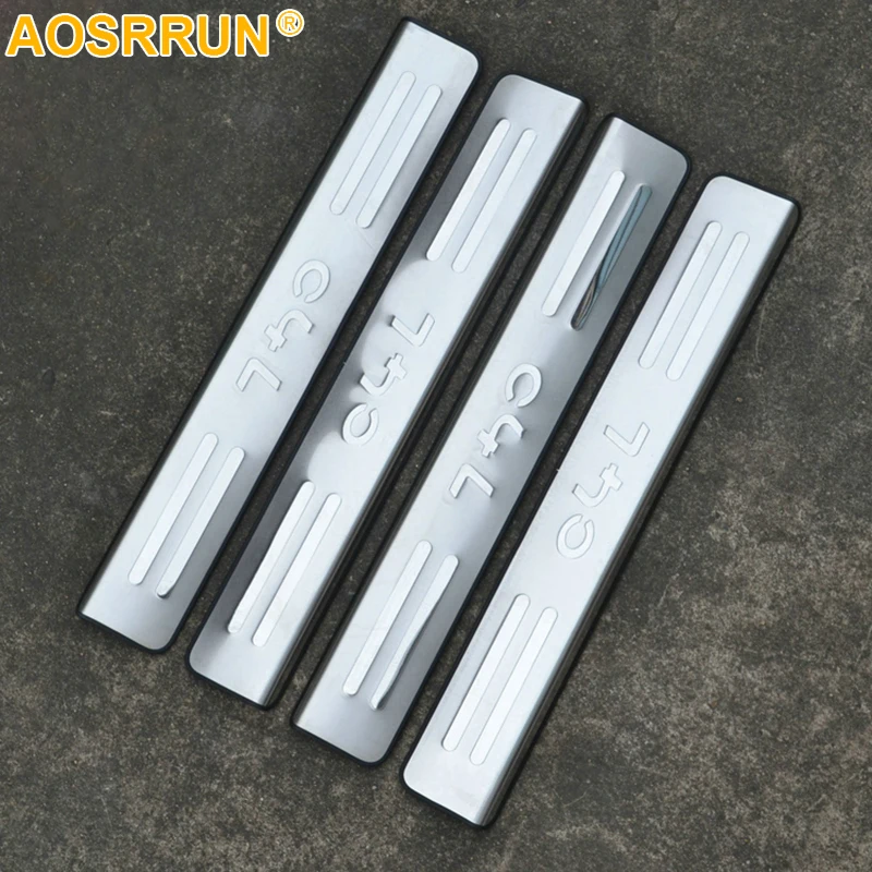 

Stainless Steel Door Sill Scuff Plate Cover Trim Car Styling For Citroen C4 C4L 2012 2013 2014 2015 2016 Accessories