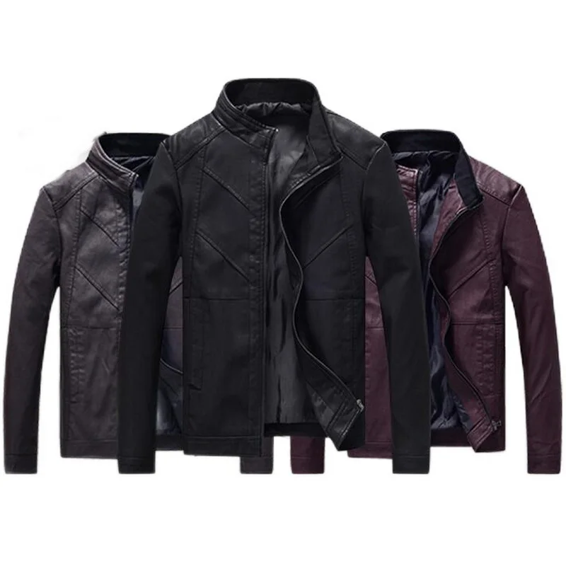 Мужские кожаные куртки мужские байкерские пальто мотоциклетная куртка потертая